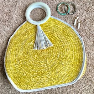 Vintage Yellow Round Straw Purse